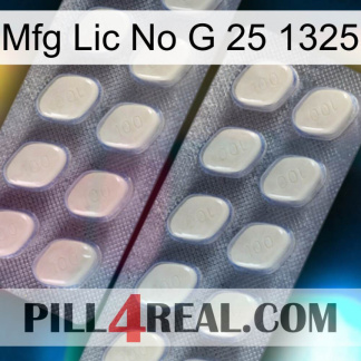 Mfg Lic No G 25 1325 07